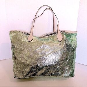 Sorial large Green Metallic Tote Bag NWOT